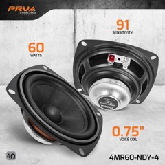 2x PRV 4″ Full Range Speaker 4MR60-NDY-4 PRO Neo Midrange 4 Ohm 120w Package