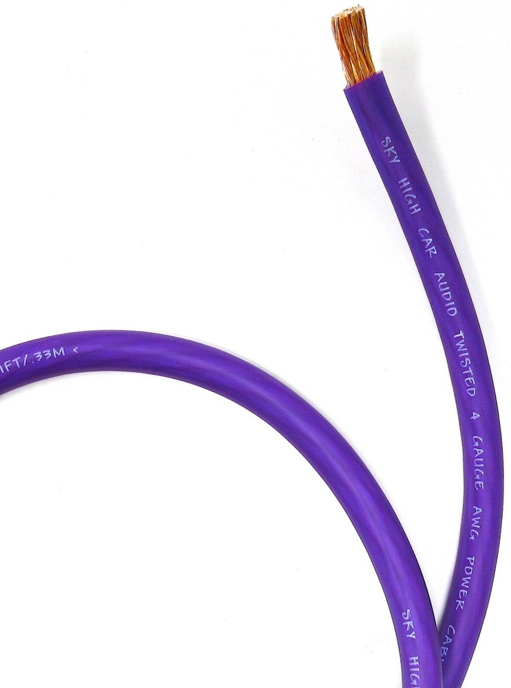 25 ft 4 Gauge AWG PURPLE Power Ground Wire Sky High Car Audio GA ft