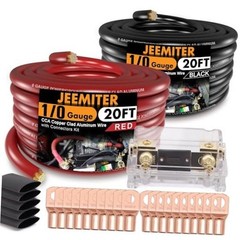 1/0 Gauge CCA Wire Battery Cable Copper Clad Aluminum 40FT Wire + ANL Fuse
