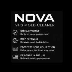NOVA VHS Mold Cleaner Video Cassette Tape Cleaning Machine Bundle with Pads