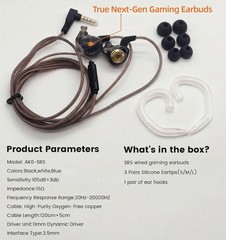 HJX QKZ AK6 SRS Wired IEM for Gaming Earbuds with MIC, in Ear Monitor Black