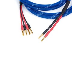 Canare 4S11 Bi-Wire Speaker Cable Pair, Blue Flex Braided 2 to 4 BFA Banana.