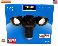 Ring Floodlight Cam Wired Plus 1080p Outdoor WiFi Camera with Night Vision=Black