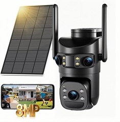 8MP 6K Triple Lens Solar Security Camera Outdoor, 5GHz/2.4GHz WiFi Wireless PTZ