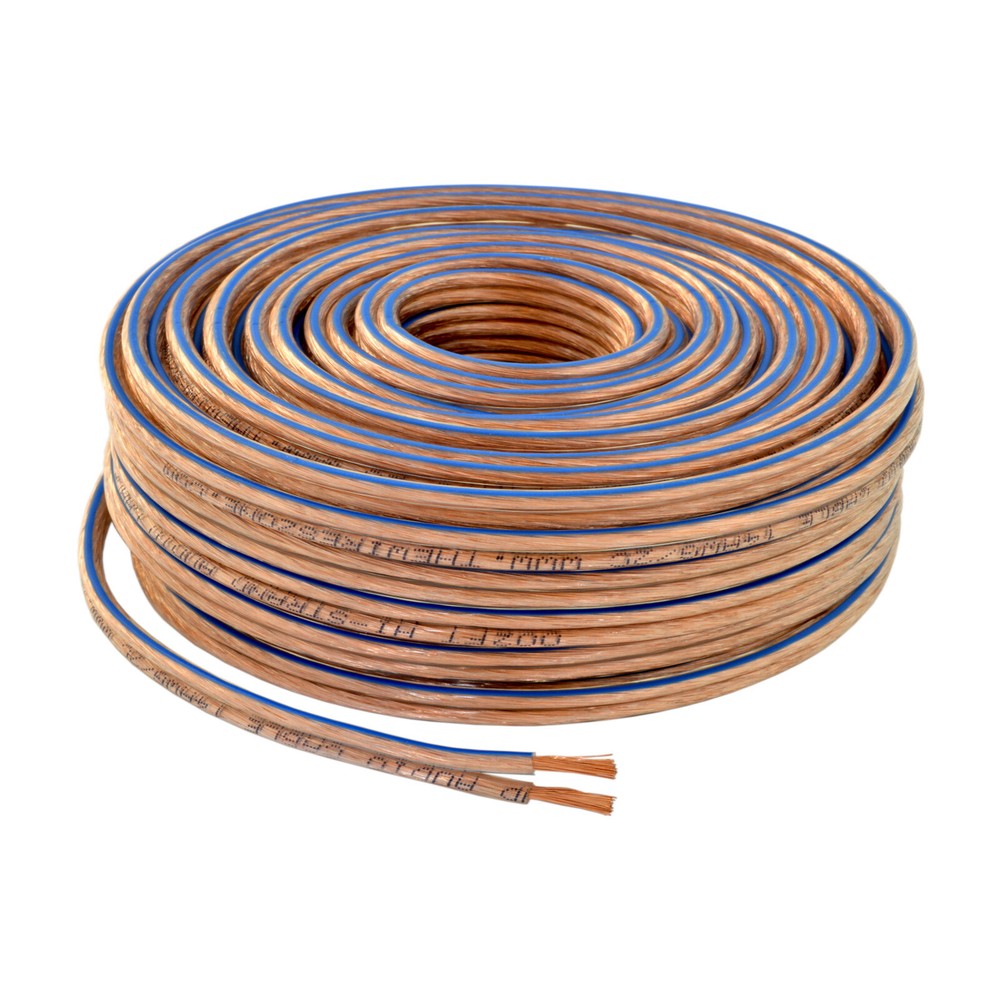16 Gauge 2 Conductor 16/2 Clear 100ft Speaker Wire for Car/Home Audio