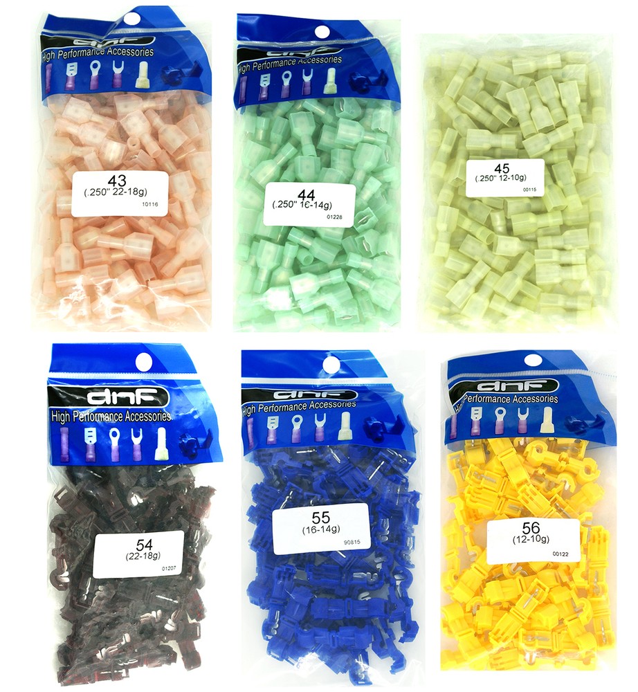 300 T-TAPS MALE INSULATED TERMINAL CONNECTORS COMBO SET (10-12+14-16+18-22 AWG)