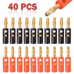 40Pcs Gold Plated Banana Plugs Audio Jack Speaker Wire Cable Screw Connector 4mm