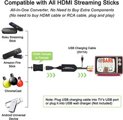 HDMI to RCA Cable, HDMI to RCA Converter Adapter Cable, 1080P HDMI to AV 3RCA