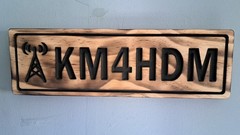 Carved Painted Burned Wood Callsign Plaque Wall Hanging Sign Ham/Amateur Radio
