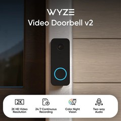 ✅ Wyze Video Doorbell v2 2K Wired Smart Security Camera Black — Excellent ✅