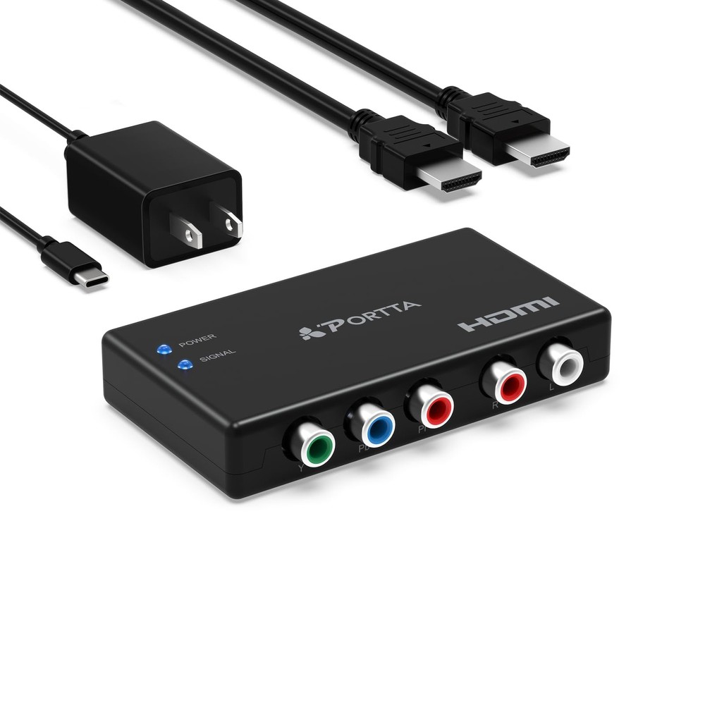 Portta Component to HDMI Converter with HDMI Cable, RGB 5 RCA YPbPr to Video …