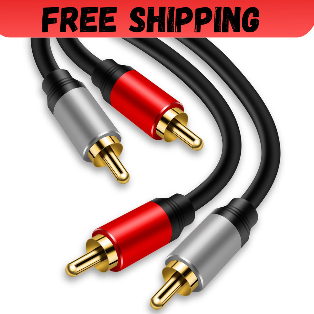 2RCA to 2RCA Cable 3Ft Gold-Plated 2 RCA Male to 2 RCA Male Stereo Audio Cabl…