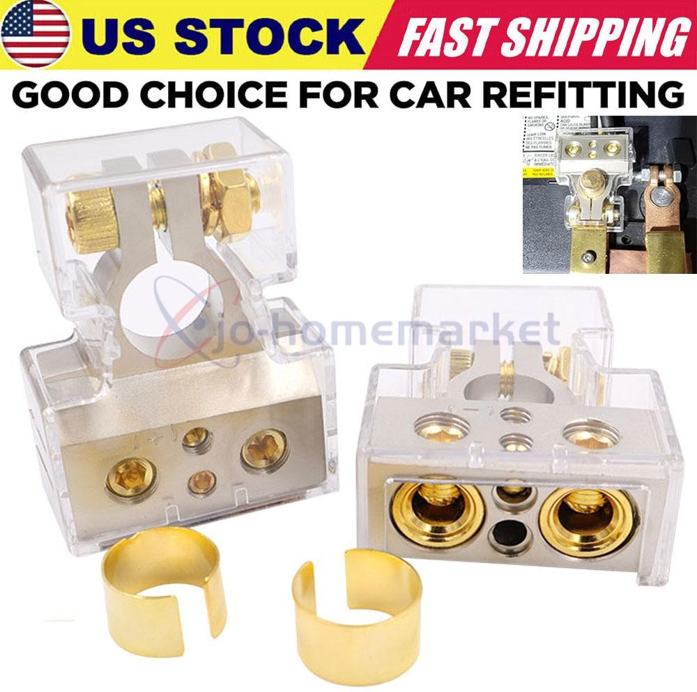 Car Battery Terminals Clamp Post 0/2/4/8 AWG Gauge Positive Negative Ports US