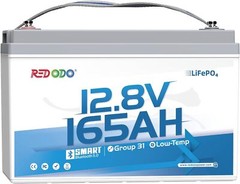 Redodo 12V 165Ah LiFePO4 Battery with Bluetooth 165A Group 31 Lithium Battery