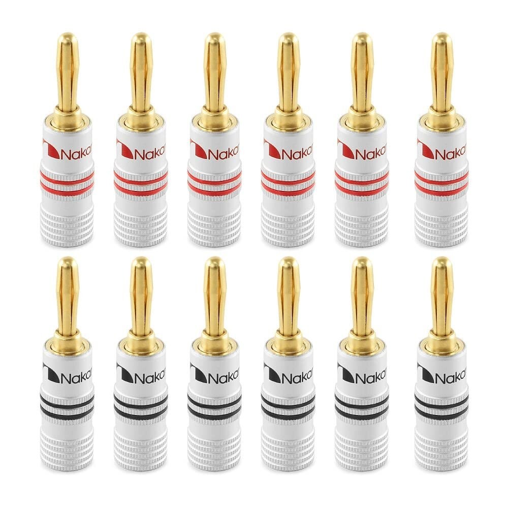12pcs Nakami 24k Gold Plated 4mm Banana Plug Cable Wire Audio Speaker Connector
