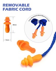 12 Pairs Corded Silicone Ear Plugs – 1 Count (Pack of 12), Orange