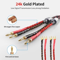 Tertullus 1 Pair Hifi 2.5M/8.20Ft Ofc Speaker Cable Banana To Spade Plugs 4