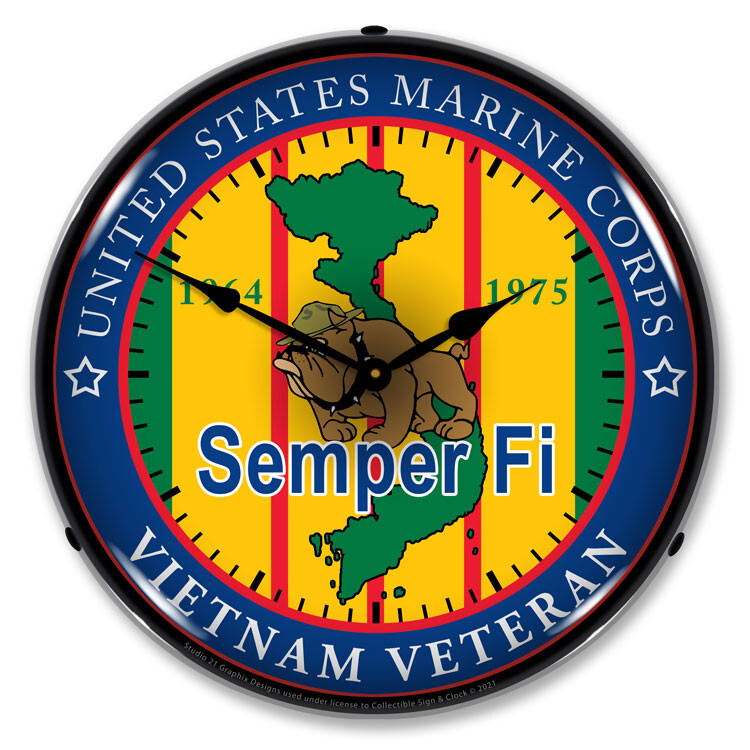 Marine Vietnam Veteran, Lighted Backlit LED Wall Clock