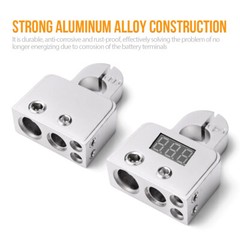 Heavy Duty 2x Car Battery Terminal Clamps Voltmeter Fit SAE Top Post 0/4/8 Gauge