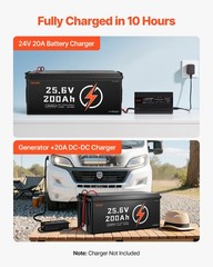 VEVOR 24V 200Ah LiFePO4 Lithium Battery Rechargeable Battery 100A BMS 4000 Cycle