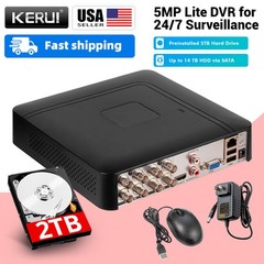 H.265+ Hybrid 5 IN 1 8CH DVR 1080P Security Recorder Built-in 2TB Hard Disk