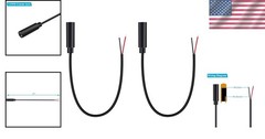 2-Pack 3.5mm Female Jack to Pigtail Speaker Wire – Easy Soldering 10 Inch