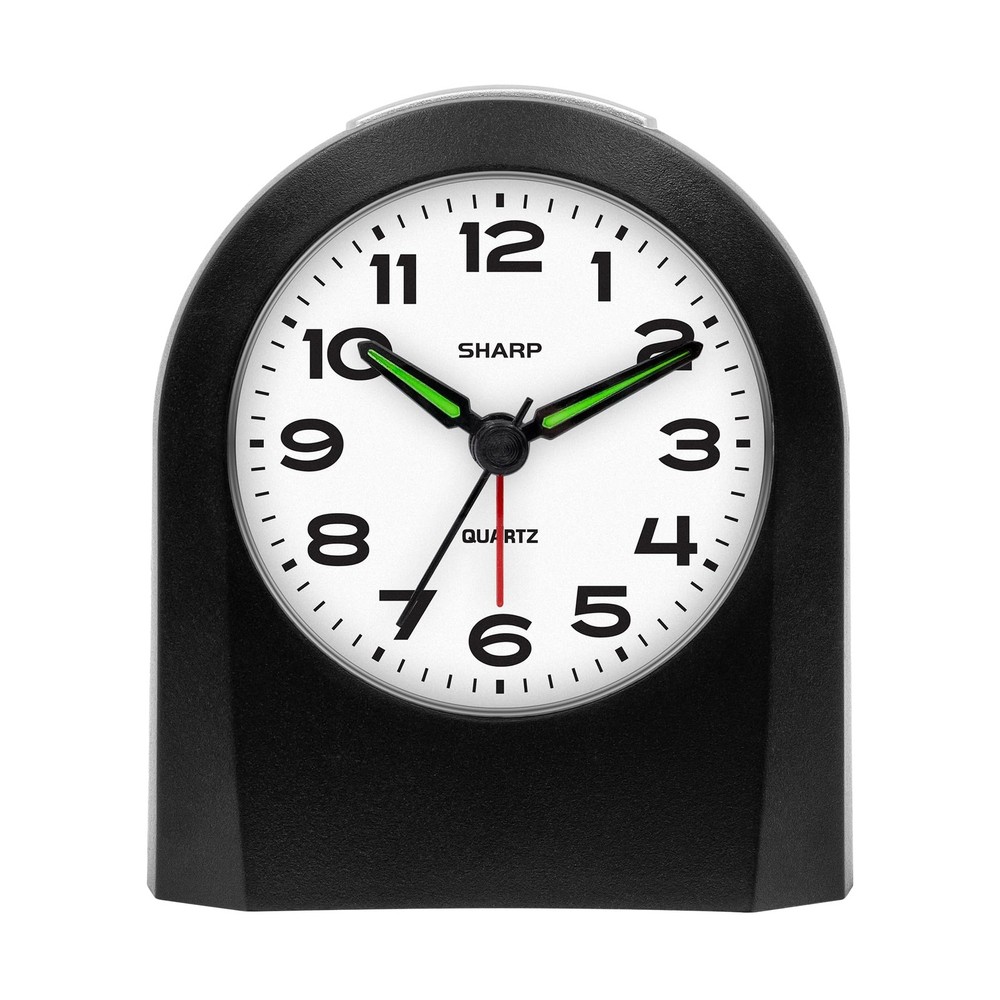 Small Battery Operated Analog Alarm Clock Silent No Ticking, Lighted on Deman…