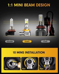 FAHREN H11/H9+9005/HB3 LED Headlight High/Low Bulb 100000LM Ultra Bright 10Years