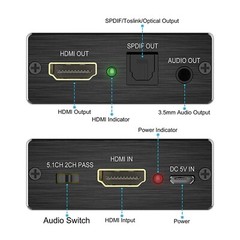 4K * 2K HDMI Stereo Audio Video Extractor Converter HDMI+ Optical SPDIF 3.5mm n