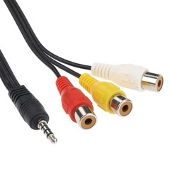3.5MM A/V JACK TO 3-RCA FEMALE AUDIO VIDEO CONNECTOR CABLE AUX ADAPTER SPLITTER