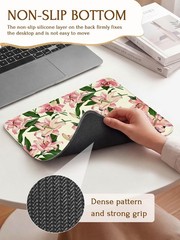 Seorsok Cute Aesthetic Lily Flowers Mouse Mat,Premium Textured Small, Beige01