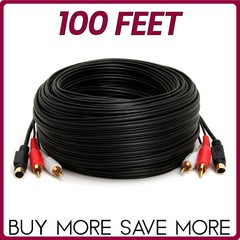 S-Video & Dual 2 RCA Stereo Audio Video Cable DVD VCR TV – 75 FT / 100 FT Cmple
