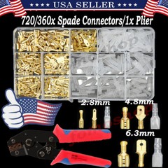 720/360Pcs Male Female Wire Spade Connectors Crimp Terminals Kit for Car Speaker