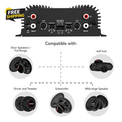 TS 400X4 400W RMS 4 Channel Car Amplifier 2 Ohm Full Range RCA Black Stereo