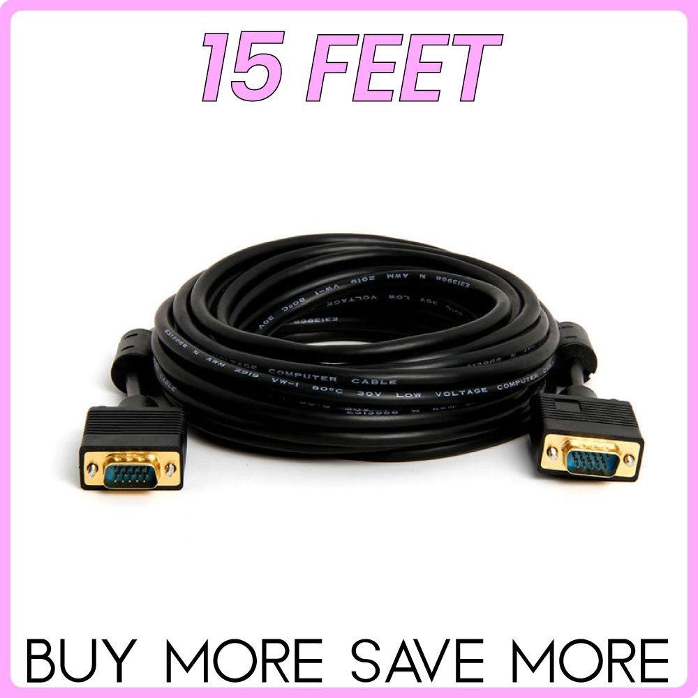 VGA Cable Male VGA to VGA Cable PC Laptop TV Monitor SVGA D-Sub Cord HD 1080p