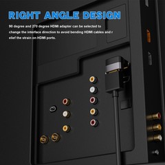 2 Pack Silver Black 8K 60Hz Right Angle HDMI Adapter 90 Degree