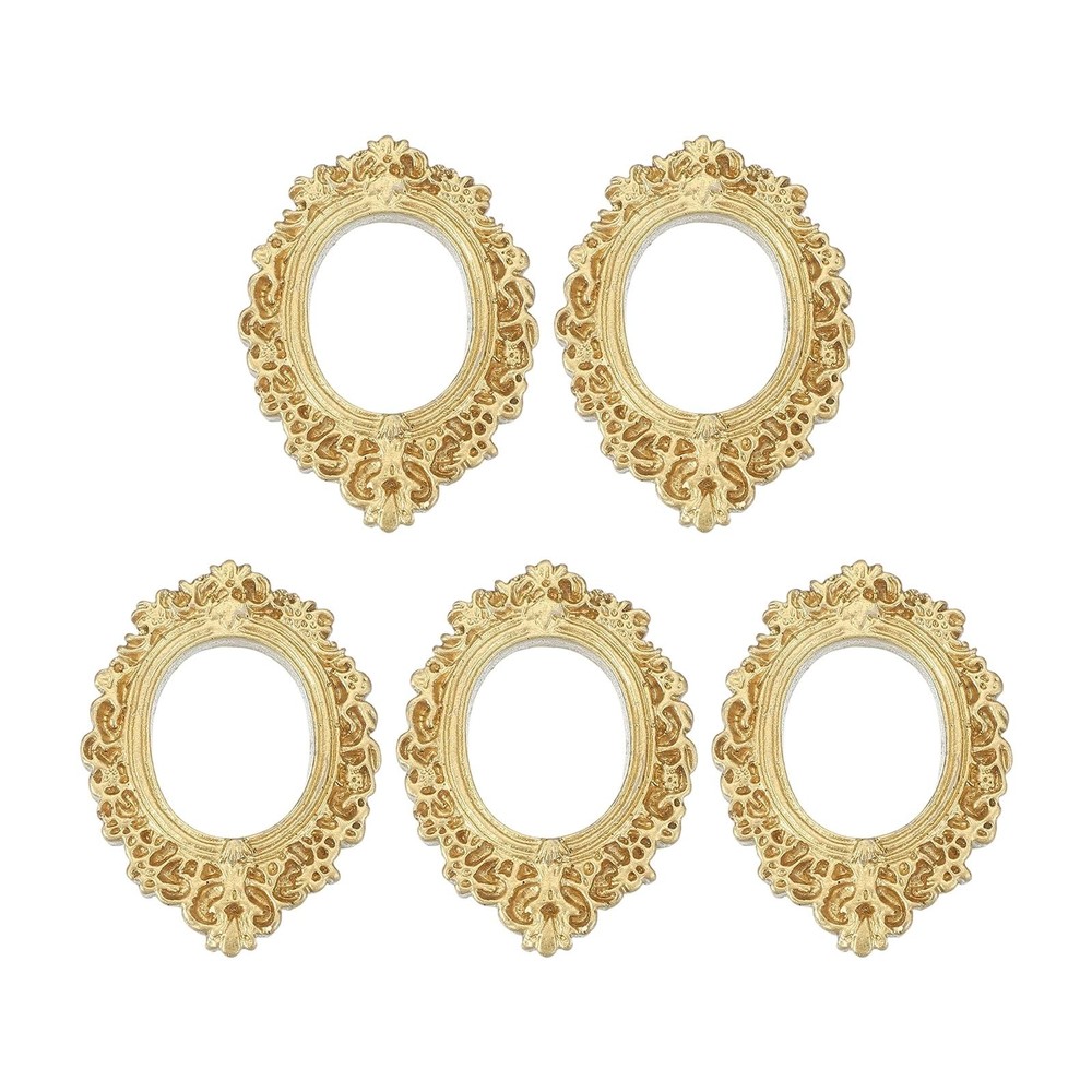 uxcell 5pcs Vintage Resin Picture Frames, Mini Tiny 0.9 x 0.8 inch, Gold