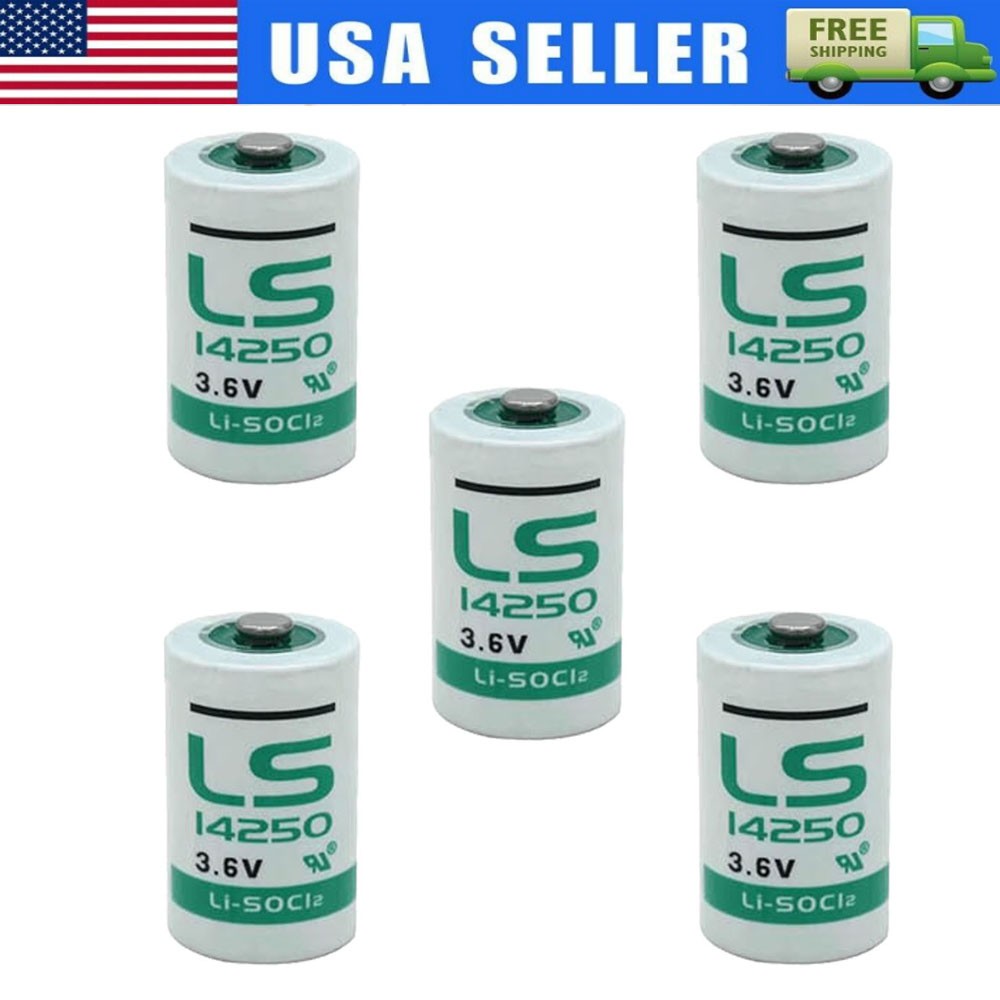 US STOCK!!! 5X LS14250 1/2 AA 3.6v Lithium Battery 1200mAh, LS 14250 Battery
