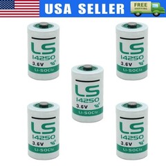 US STOCK!!! 5X LS14250 1/2 AA 3.6v Lithium Battery 1200mAh, LS 14250 Battery