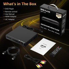 Region Free DVD Player with 1080p HDMI Upscaling, Compact Multi-Format CD/DVD…