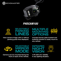 Universal AHD/CVBS Camera with Night Vision Echomaster PHDCAM10U Rear/Front View