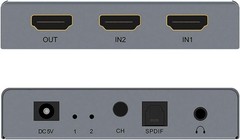 HDMI Switch 2×1 HDMI Splitter 2 in 1 Out Switcher HDMI Converter with 3.5mm/Opti