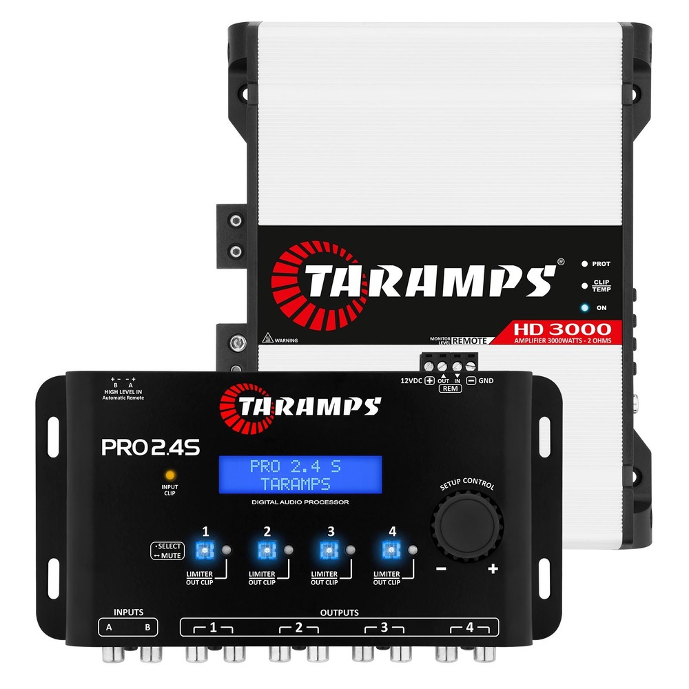 [US SELLER] Taramps HD 3000 2 OHM + PRO 2.4S Car Amplifier & Processor COMBO