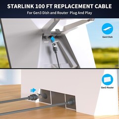 Standard Cable for Starlink Gen 3 Outdoor Waterproof Replacement Cable 30-150FT