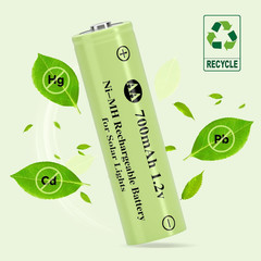 .2V AA 700Mah Nimh Rechargeable Battery, 12 Pack Double a Solar Lights Battery f