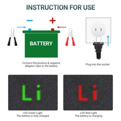 14.6V 10-Amp Smart Fast Charger For 12V Lithium Iron Phosphate (LiFePO4) Battery