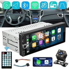 Single 1 Din Car Stereo Wireless CarPlay 6.8″ Touchscreen Bluetooth Radio FM USB