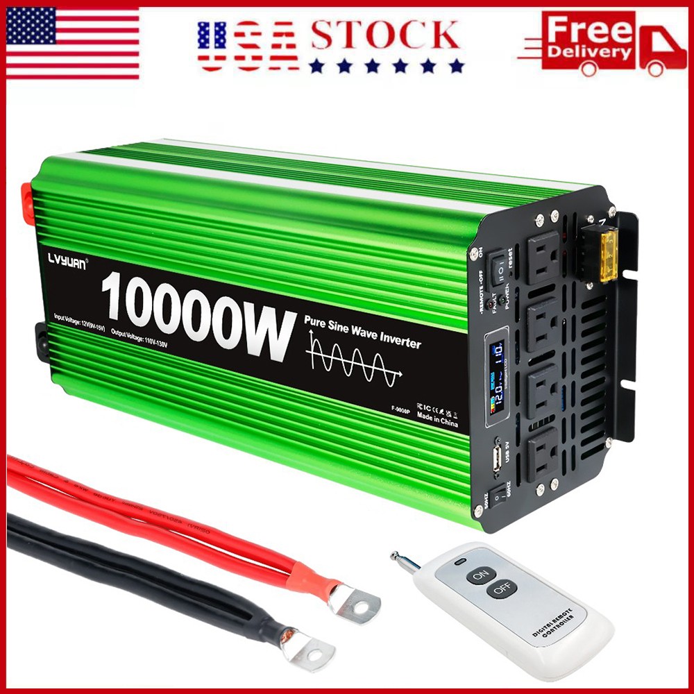 5000W 10000W Pure Sine Wave Power Inverter DC 12V to AC 110V Converter Camping