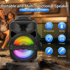 8” 1000W Portable FM Bluetooth Speaker Subwoofer Heavy Bass Sound System Party