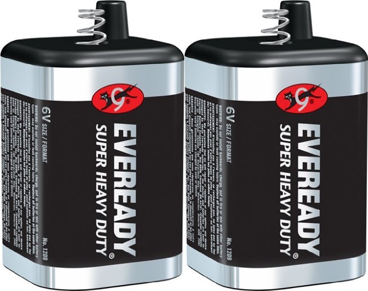 2 Eveready 1209 Zinc-Carbon Super Heavy Duty Lantern 6 Volts Batteries